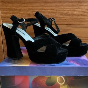 Velvet Black Chunky Heels